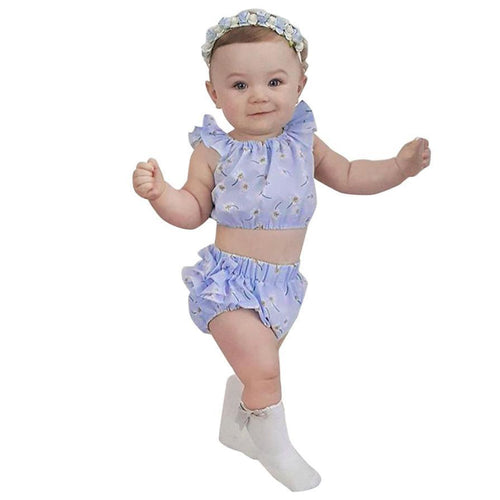 Fashion Baby Girls clothes set Summer Baby Girl Floral Sleeveless Short Pants Tops Set baby set drop shipping