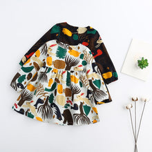 Girls dresses Fashion Casual Girls Autumn Forest Animals Graffiti Cartoon Children Long Sleeve Dresses drop shipping