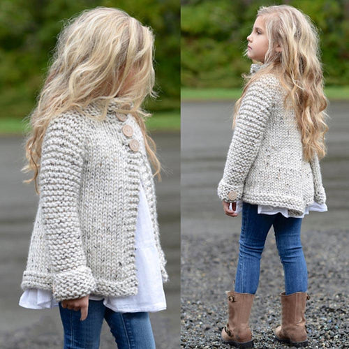 2017 Fashion Teenage Girls Clothing Outfit Clothes Button Knitted Sweater Cardigan Coat Tops Baby Clothing Girl Roupas