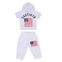 Hot New 2017 Summer Boys Flag Letter Print Children Clothing Set Baby Clothes Short-Sleeve T-shirt Hoodies Pants Kids Sport Suit
