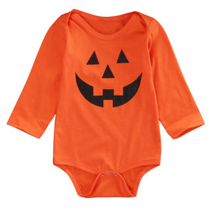 1 PC Orange Color 2017 Fashion Kids Infant Baby Boys Girls Hallowmas Long Sleeve Rompers Grimace Short Sleeve Romper Clothes