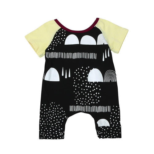 Fashion Printed Newborn Baby Boys Girls Cotton Short Sleeve Romper Jumpsuit Outfits Sunsuit Clothes