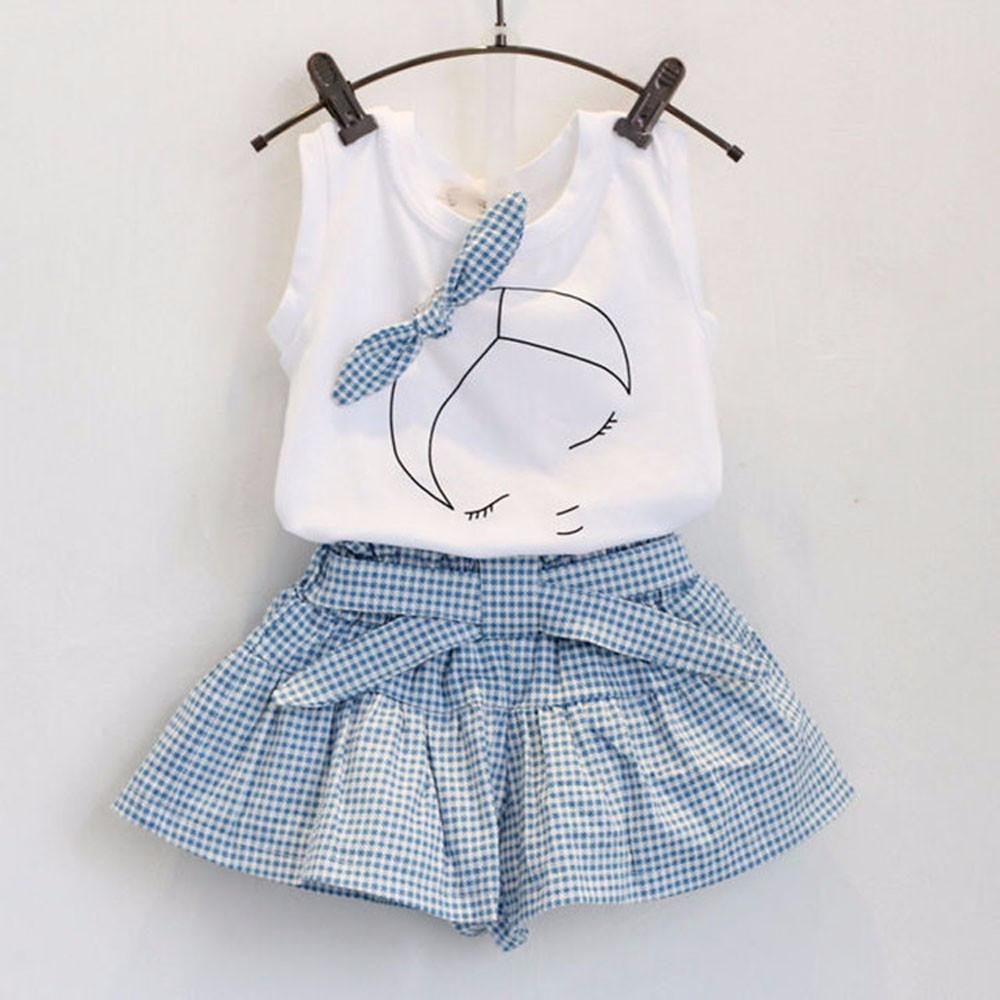New 2016 brand summer baby girl clothing sets fashion Cotton print sleeveless T-shirt and shorts girls clothes sport suits