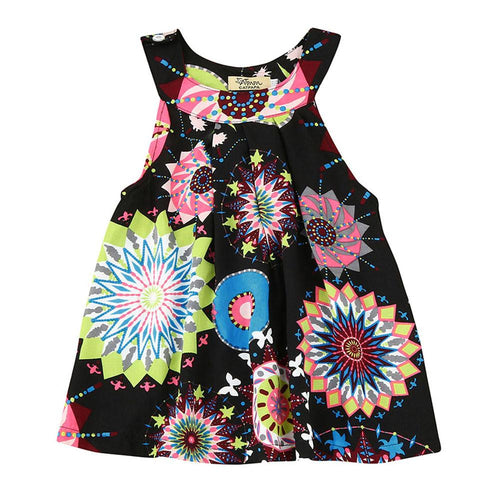 Girls Dresses Little Princess Red Dress Flower Printing Summer Girl Fashion Tops Baby Kids One Piece Casual Clothes