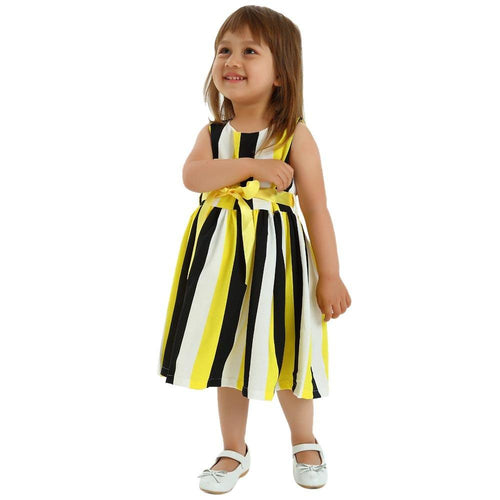 Children Striped Dress 2017 Kids Party Dresses Cotton Sashes Girl Sleeveless Dress Fashion High-grade Girl Belle Clothing
